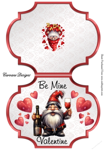 Valentine Gnomes 4 Male - 2 Page Shaped card mini kit.
