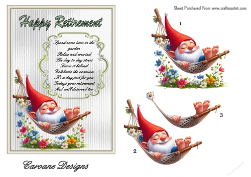 Retirement 1 - 7x5 inch card front with decoupage