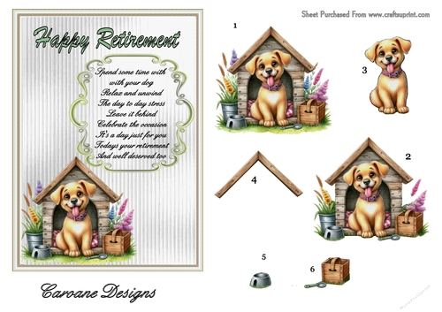 Retirement 2 - 7x5 inch card front with decoupage