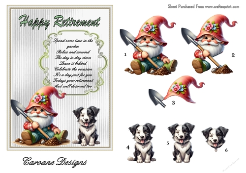 Retirement 4 - 7x5 inch card front with decoupage