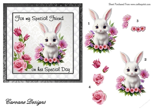Special Friend 2 - 6x6 inch card front with decoupage