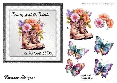 Special Friend 4 - 6x6 inch card front with decoupage