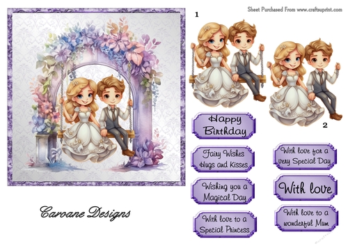 Enchanted Garden 3 - 6x6 inch card front with decoupage