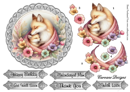 Animal Magic 1 - 6x6 inch circular card front with decoupage  