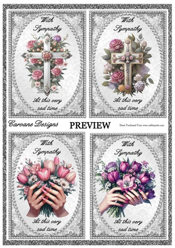 Sympathy -  9 Page Bumper Kit 49 - 9 sheets, card fronts, decoupage, inserts, images for back of cards, Made By boxes,