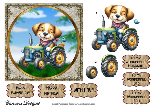 Mans Best Friend 1 - 6x6 inch card front with decoupage  