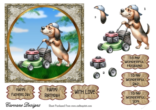 Mans Best Friend 2 - 6x6 inch card front with decoupage  
