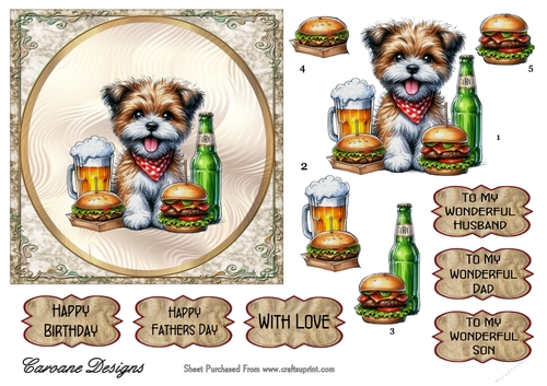 Mans Best Friend 4 - 6x6 inch card front with decoupage  