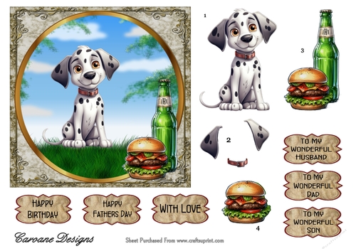 Mans Best Friend 7 - 6x6 inch card front with decoupage  