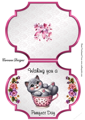 Purrfect Day 1 - 2 Page Shaped card mini kit.