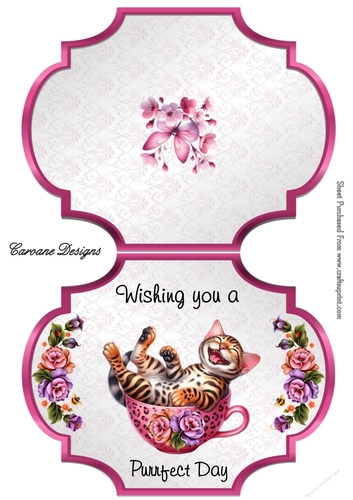 Purrfect Day 2 - 2 Page Shaped card mini kit.