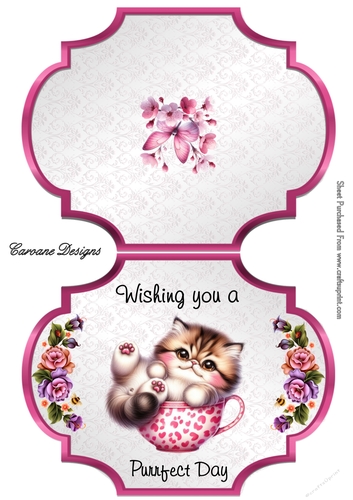 Purrfect Day 3 - 2 Page Shaped card mini kit.