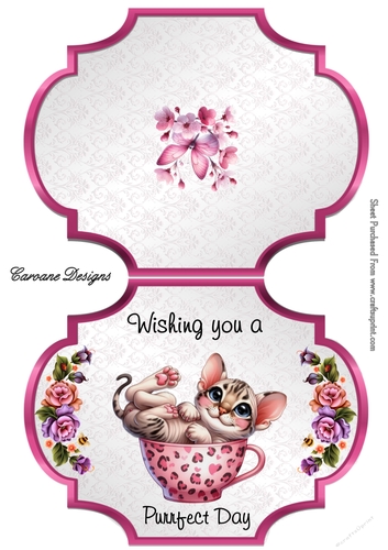 Purrfect Day 4 - 2 Page Shaped card mini kit.