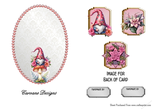 Matching insert sheet for the design sheet - Rosy Posy Gnome