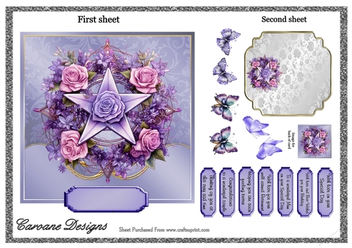 Beautiful Flowers 2 - 2 Page mini kit - 6X6 inch card front and decoupage.