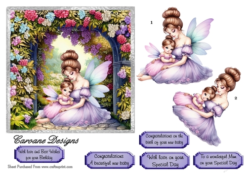 Enchanted Garden 3 - 6x6 inch card front with decoupage  