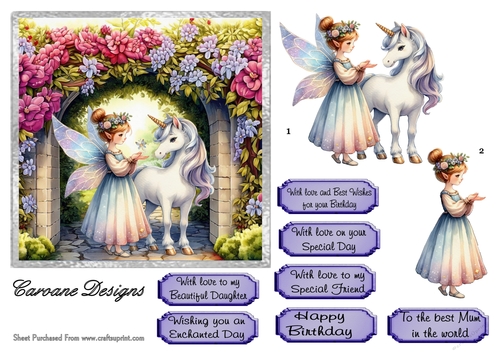 Enchanted Garden 4 - 6x6 inch card front with decoupage  