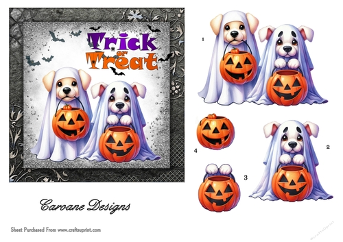 Halloween Ghosties 2 - 6x6 inch card front with decoupage  
