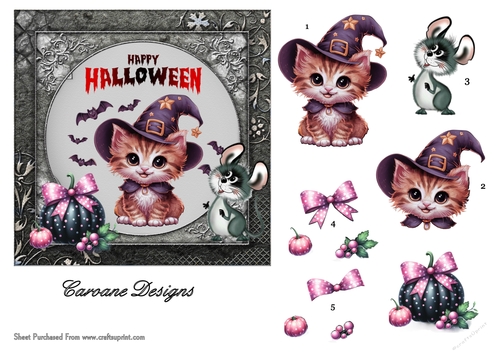 Spooky Halloween 1 - 6x6 inch card front with decoupage  