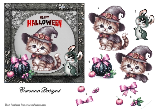 Spooky Halloween 2 - 6x6 inch card front with decoupage  