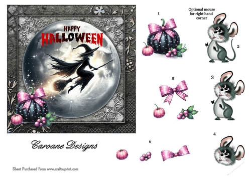 Spooky Halloween 3 - 6x6 inch card front with decoupage  