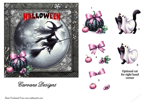 Spooky Halloween 4 - 6x6 inch card front with decoupage  