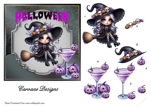 Witchcraft 1 - 6x6 inch card front with decoupage  