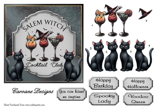 Witchcraft 2 - 6x6 inch card front with decoupage  