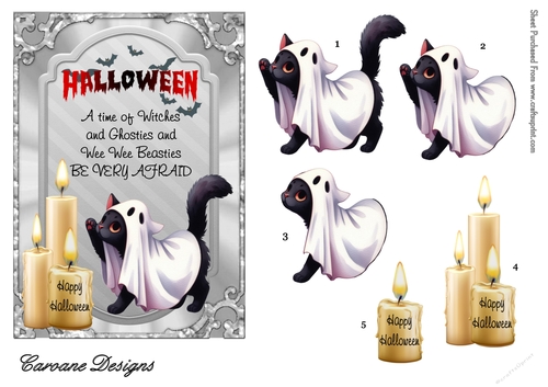 Halloween Mischief 1 - 7x5 inch card front with decoupage  