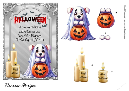 Halloween Mischief 2 - 7x5 inch card front with decoupage  