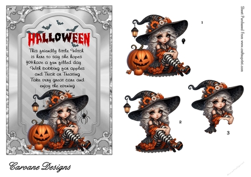 Halloween Mischief 3 - 7x5 inch card front with decoupage  
