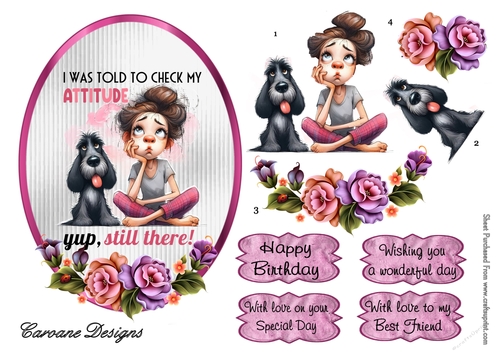 Cheeky Brats 2 - 7x5 inch oval topper with decoupage  