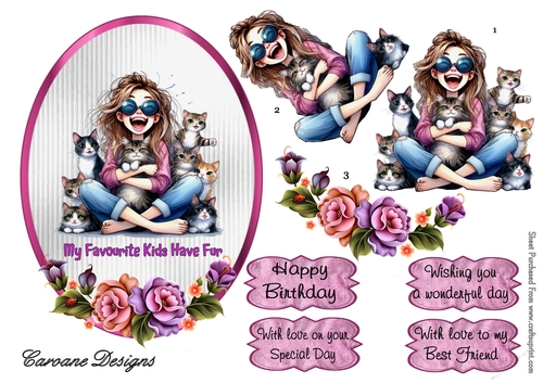 Cheeky Brats 3 - 7x5 inch oval topper with decoupage  