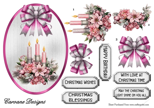 Candles for Christmas 2 - 7x5 inch oval topper with decoupage  