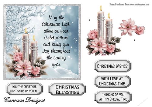 Candles for Christmas 3 - 6x6 inch card front with decoupage  