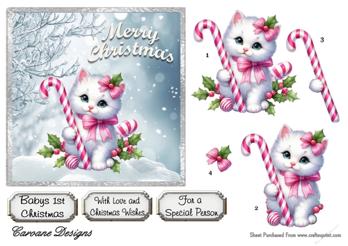 Babies 1st Christmas 5 - 6x6 inch card front with decoupage  