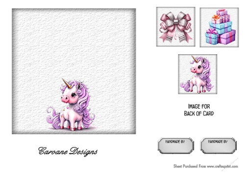 Matching insert sheet for the design sheet - Little Pink Unicorn