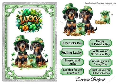 St Patricks Day 1 - A5 inch card front with decoupage  