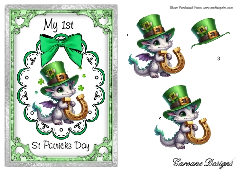 St Patricks Day 2 baby boy version - A5 inch card front with decoupage  