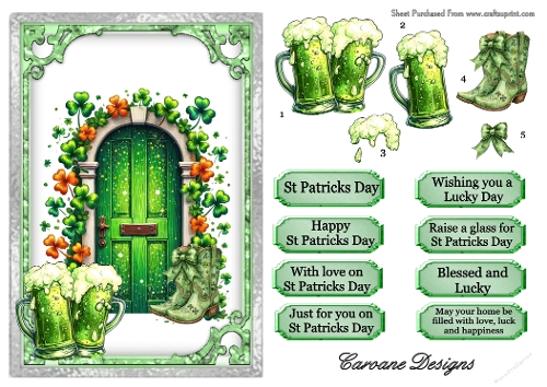 St Patricks Day 5 - Leprechaun House - A5 inch card front with decoupage  