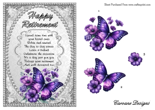 Happy Retirement 1 - A5 inch card front with decoupage  