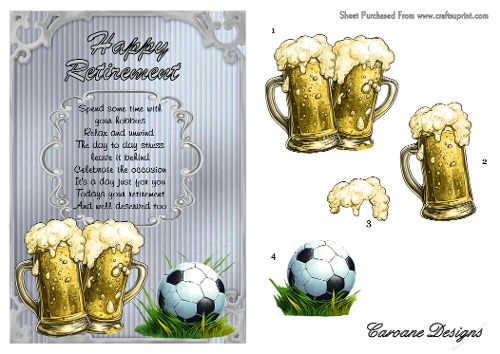 Happy Retirement 3 - A5 inch card front with decoupage  