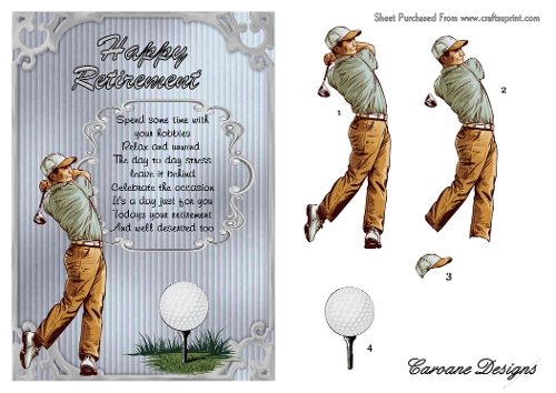 Happy Retirement 4 - A5 inch card front with decoupage  