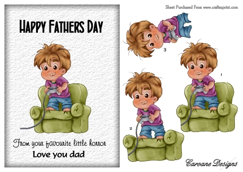 Daddies Little Horrors 2 - A5 inch card front with decoupage  