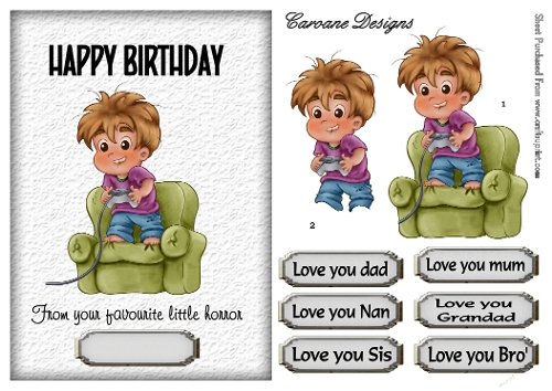 Little Horror Birthdays 2 - A5 inch card front with decoupage  