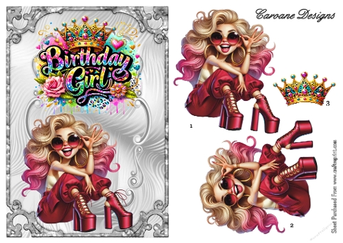 Big Bold & Sassy 1 - A5 inch card front with decoupage  