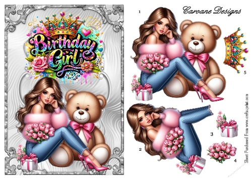 Big Bold & Sassy 3 - A5 inch card front with decoupage  