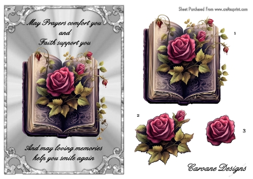 Floral Sympathy 2 - A5 card front with decoupage  