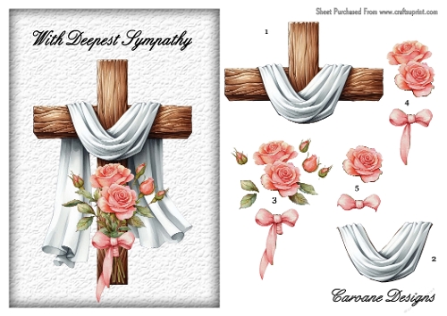 Floral Sympathy 3 - A5 card front with decoupage  