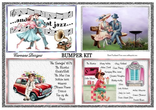 Back in the Day Bumper Kit 86 - 16 page bumper kit - card fronts, decoupage, inserts, made by boxes, images for back of card, preview